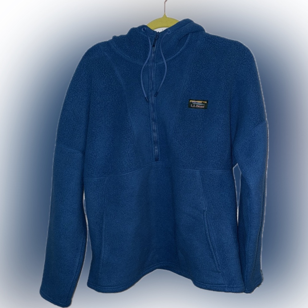 L.L.Bean Blue Quarter-Zip Fleece Hoodie